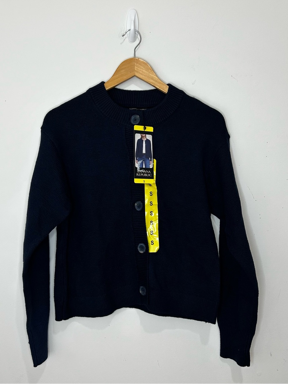 Banana Republic Women’s Navy Knit Button-Front Crew Neck Cardigan Size S